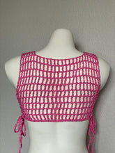 Load image into Gallery viewer, Pink Ribbed Mesh Crop Top
