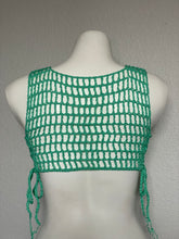 Load image into Gallery viewer, Turquoise Ribbed Mesh Crop Top
