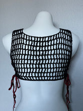 Load image into Gallery viewer, Red and Black Ribbed Mesh Crop Top
