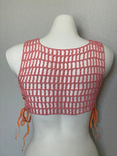 Load image into Gallery viewer, Orange Pink Ribbed Mesh Crop Top
