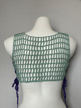 Load image into Gallery viewer, Purple Turquoise Ribbed Mesh Crop Top
