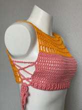 Load image into Gallery viewer, Starburst Ribbed Mesh Crop Top
