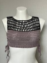 Load image into Gallery viewer, Black and Gray Ribbed Mesh Crop Top
