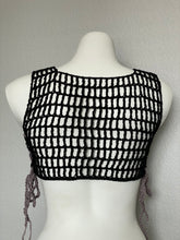 Load image into Gallery viewer, Black and Gray Ribbed Mesh Crop Top
