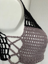 Load image into Gallery viewer, Black and Gray Ribbed Mesh Crop Top
