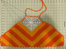 Load image into Gallery viewer, Candy Corn Spider Web Crop Top
