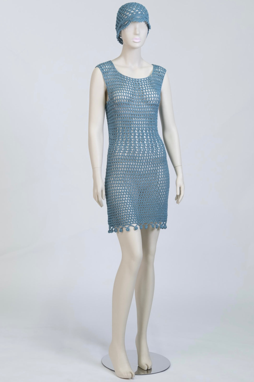 Blue Sparkle Mesh Cocktail Dress