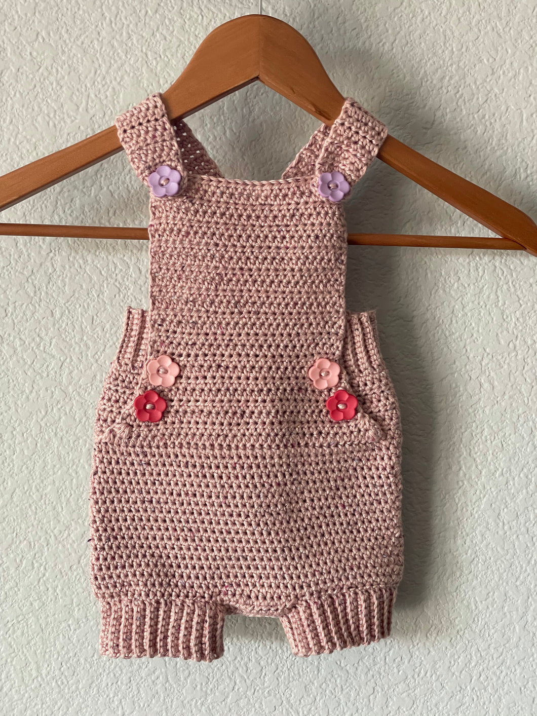 Pink Baby Romper with Flower Button